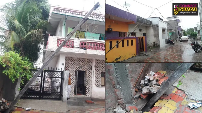 અંકલેશ્વર:કૃપાનગર સોસાયટીમાં GEBની ઉદાસીનતાથી ઇલેક્ટ્રિસિટીનો થાંભલો ધરાશાયી