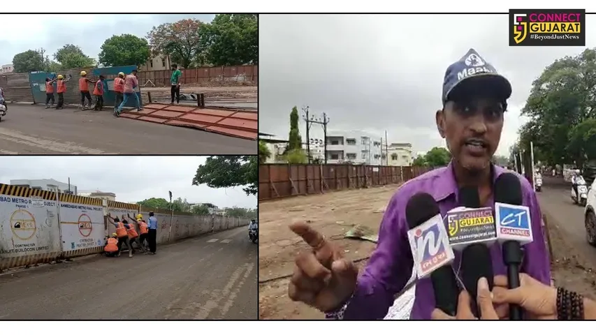 ભરૂચમાં બ્રિજની કામગીરી માટે ઉભા કરેલ પતરાં બાઇક ચાલક ઉપર પડ્યા : સદનસીબે ચાલકનો બચાવ