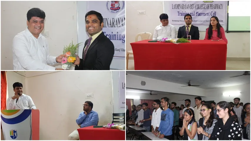 ભરૂચ લક્ષ્મી નારાયણ દેવ કોલેજ ઓફ ફાર્મસી ખાતે ટ્રેનીંગ એન્ડ પ્લેસમેન્ટ સેલના ઉપક્રમે યોજાયું વ્યાખ્યાન