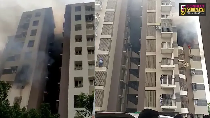 અમદાવાદના ગણેશ જીનેસિસ ફ્લેટના 5માં માળે ભીષણ આગ, રહીશોની ફાયરકર્મીઓ સાથે મારા મારી
