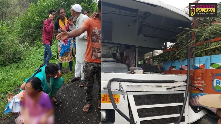 જંબુસર થી ભરૂચ તરફ આવતી એસ.ટી બસ અને ટ્રક વચ્ચે આમોદ નજીક અકસ્માત :૧૦ થી વધુ મુસાફરો ઘાયલ