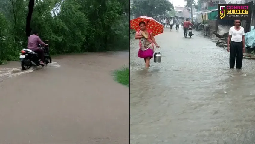 જુનીધરી ગામે મેઘરાજાએ ધમાકેદાર બેટિંગ કરતાં આખું ગામ પાણીમાં ગરકાવ