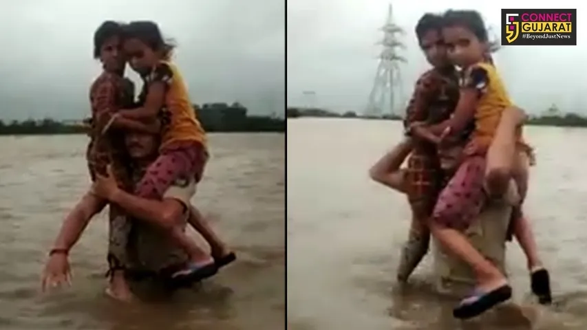 મોરબી : કલ્યાણપુર ગામમાં પુરમાં ફસાયેલા લોકો માટે પોલીસ બની દેવદુત