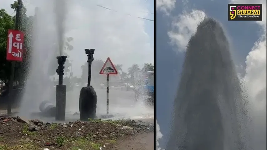 રાજકોટ: કાલાવડ રોડ પર એર વાલ્વ તૂટતા પાણીનો વેડફાટ