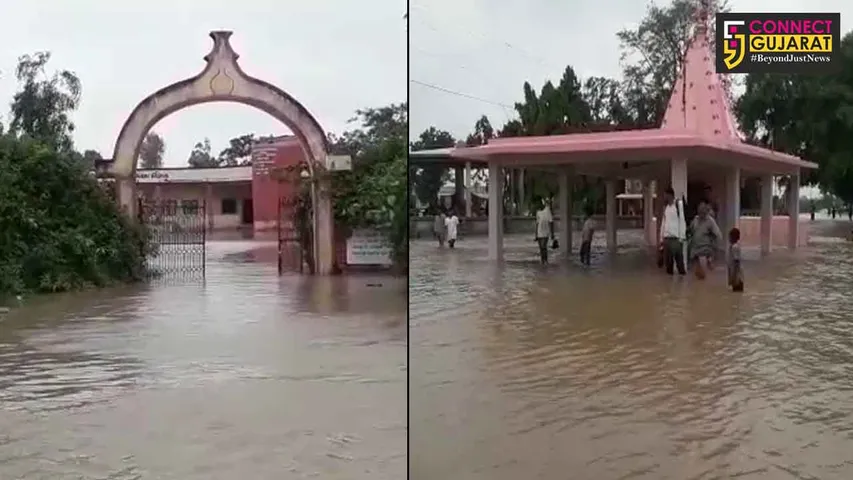 કરજણ:કોલીયાદ ગામમાં ભારે વરસાદને પગલે ગામના પ્રવેશદ્વાર સુધી પાણી ભરાઇ જતા ગ્રામજનો હાલાકીમાં