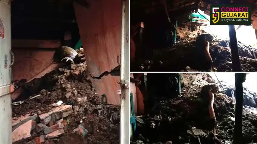 ભરૂચના વેજલપુર વિસ્તારમાં મકાનની દિવાલ ધરાશાયી : પરિવારનો બચાવ