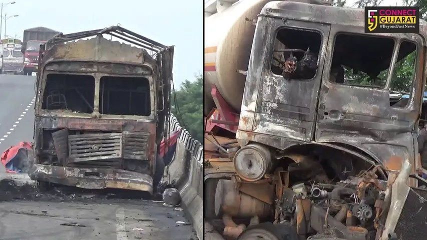 સુરત : કોસંબા નજીક ટેન્કર-ટ્રક વચ્ચે અકસ્માત, ટેન્કરમાં આગ લાગતાં ચાલક અને ક્લીનર ભડથું
