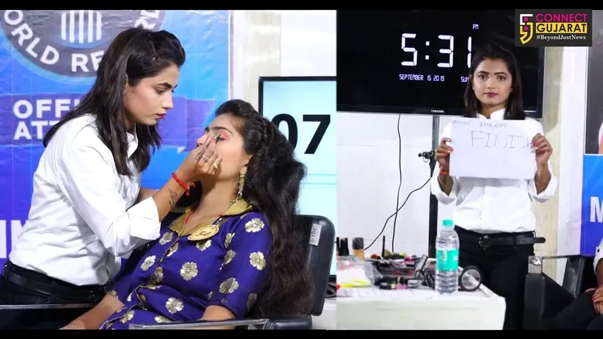 નવસારી: પૂજા દેસાઈએ કર્યું સતત 8 કલાક મેકઅપનું કામ, ગિનિસ બુકમાં મેળવશે સ્થાન!