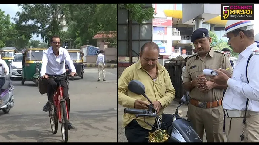 રાજકોટ : હેલ્મેટ નહિ મળતાં બાર એસો.ના પ્રમુખ સાયકલ પર પહોંચ્યાં કોર્ટ