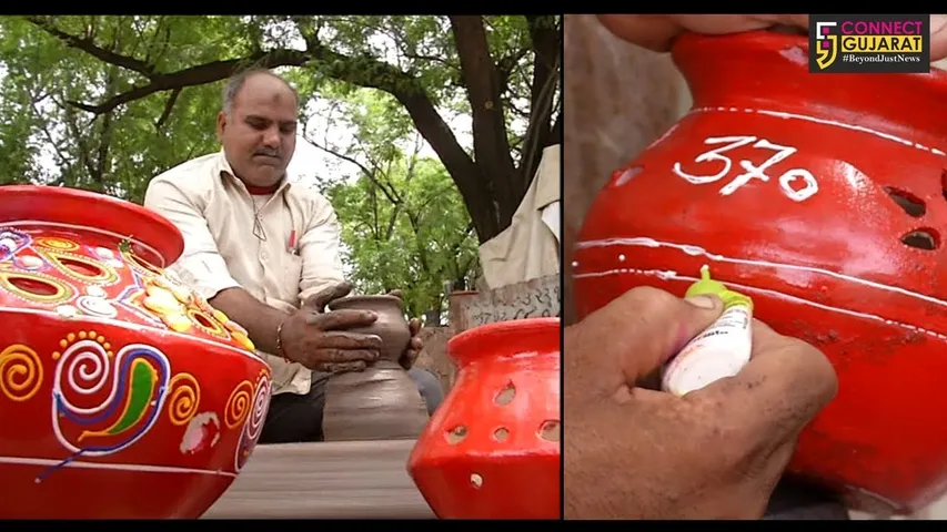 રાજકોટ : નવરાત્રીમાં કલમ 370 આધારિત ગરબો બનાવતા કારીગરો