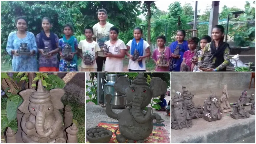ઝંઘારના વિદ્યાર્થીઓએ ગણેશજીની માટીની પ્રતિમાઓ બનાવી