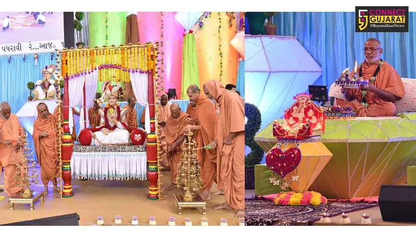 વડતાલ ખાતે વચનામૃત દ્વિશતાબ્દિ મહોત્સવ અંતર્ગત પ્રથમવાર કથામંડપ દીપકોથી ઝગમગી ઉઠ્યો