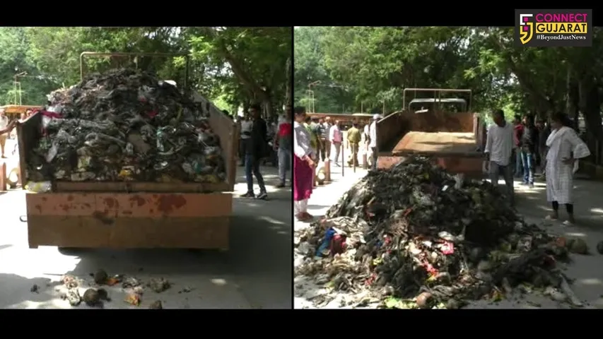 જામનગર : શહેરમાં કચરો ન ઉપાડાતો હોવાની ફરિયાદ, વિપક્ષના નેતા ટ્રેકટર લઇ પહોંચ્યા મનપા કચેરીએ