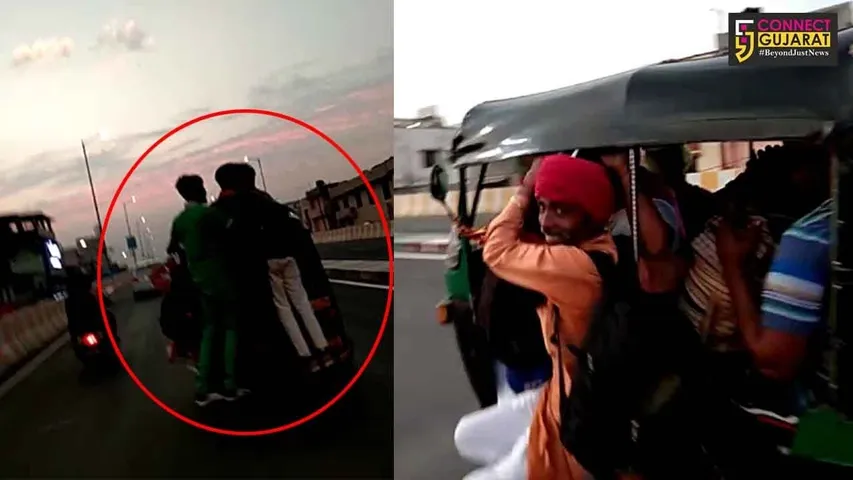 સુરત : ત્રણ મુસાફરોની ક્ષમતા ધરાવતી રિક્ષા માં બેસાડયાં 10થી વધુ મુસાફરો , જુઓ વિડીયો