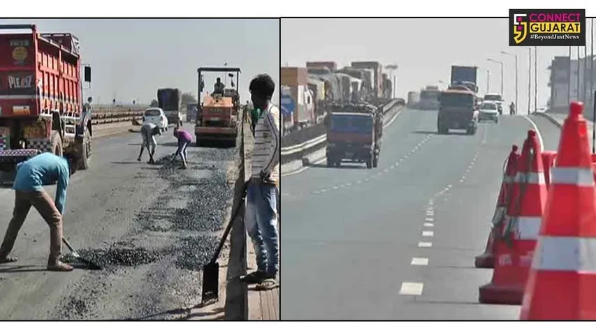 ભરૂચ : કલેકટરે કાન આમળતાં NHAI એકશનમાં, બ્રિજ પરના રસ્તાનું શરૂ કર્યું રીપેરીંગ