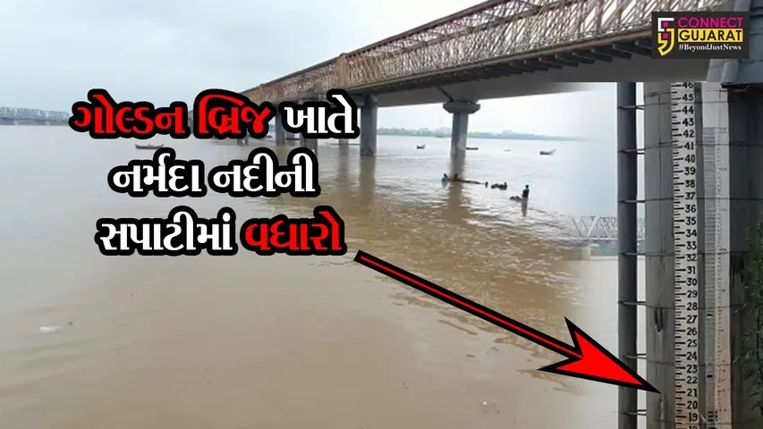 ભરૂચ : ગોલ્ડન બ્રિજ ખાતે નર્મદા નદી ભયજનક સપાટી વટાવે તેવી શક્યતા, ઉપરવાસમાંથી થઈ રહી છે પાણીની આવક