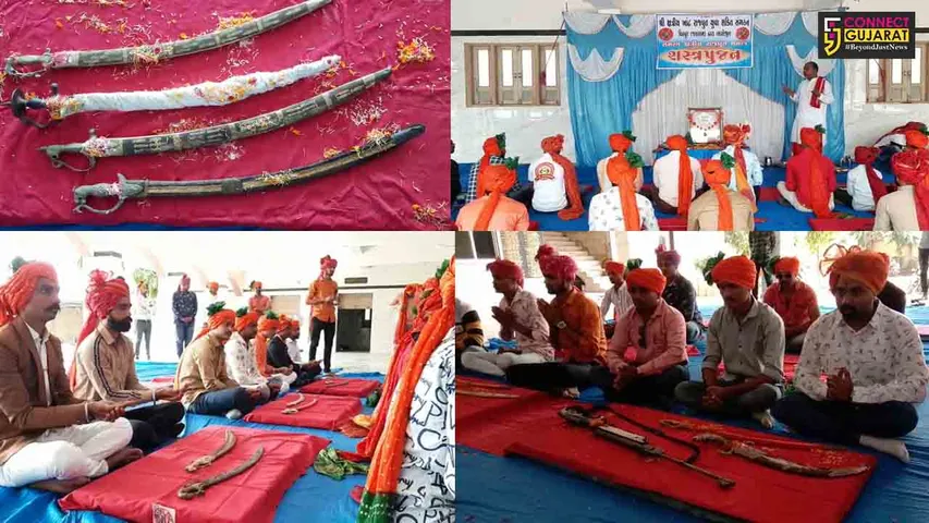 વિરપુર : જલારામધામ ખાતે ક્ષત્રિયો દ્વારા દશેરા નિમિત્તે શસ્ત્ર પૂજન કરાયું