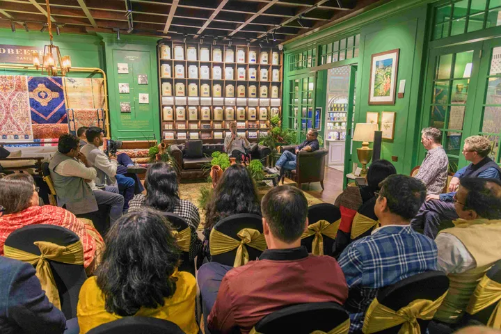 Geoff Dyer with Debanjan Chakrabarti briefing the guests during Kolkata Literary Meet at Makaibari Bungalow