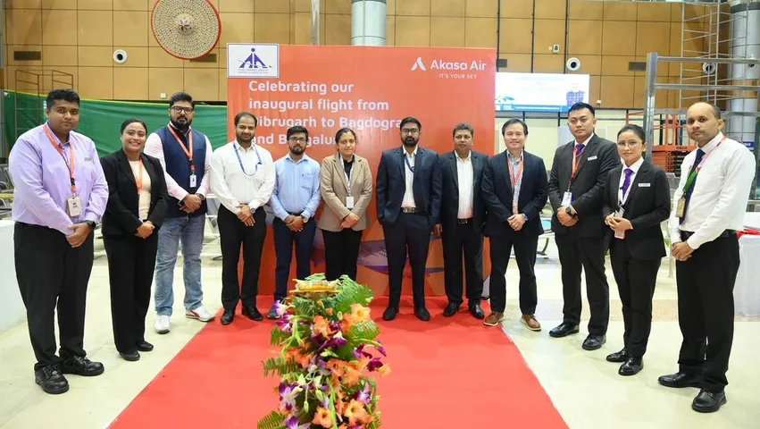 Akasa Air team celebrates Akasa’s maiden flight from Dibrugarh to Bengaluru on 3rd February 2026