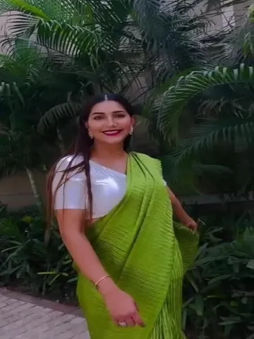 ग्रीन साड़ी में दिखा सपना चौधरी का खूबसूरत लुक