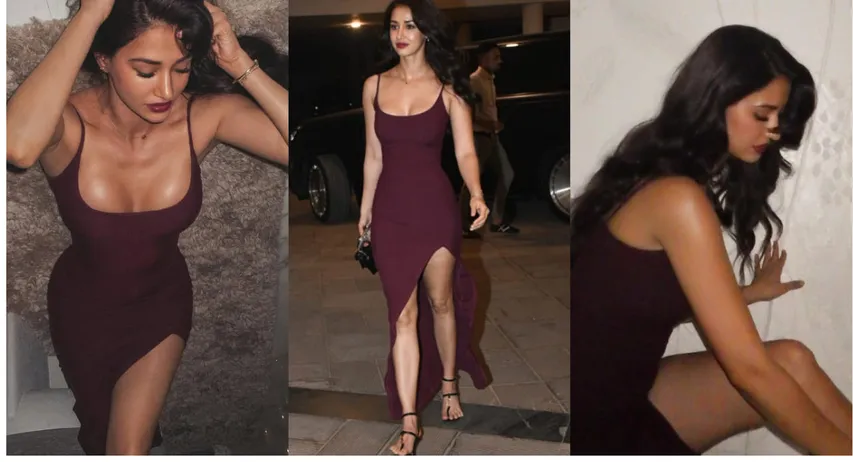 Disha Patani dazzled the party in a maroon bodycon dress