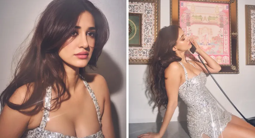 Disha Patani was seen in a silver sequin mini dress, photoshoot with retro phone increased the glamour level