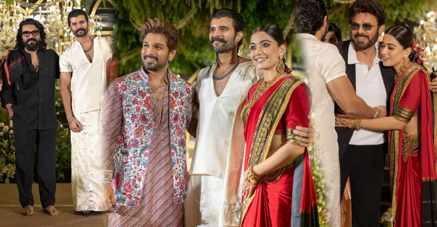 Rashmika Mandanna and Vijay Deverakonda royal South Indian look was seen at the reception it was a star studded affair