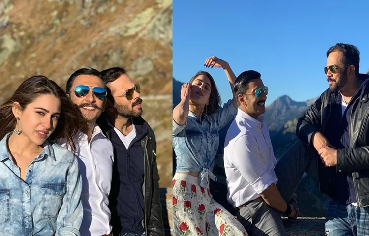 सिंबा की शूटिंग के दौरान रणवीर-रोहित के साथ मस्ती करती नजर आई सारा अली खान
