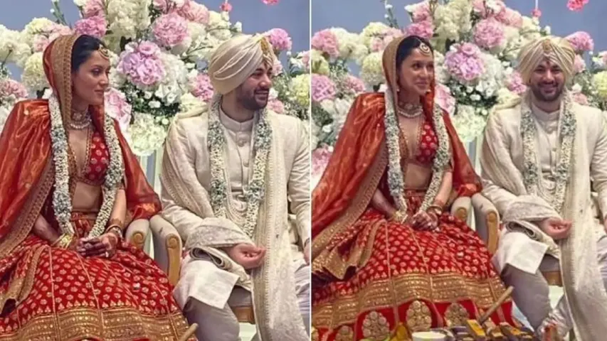 Karan Deol and Drisha Acharya wedding Karan Deol and Drisha Acharya got married, Sunny Deol's 'daughter-in-law' looked like an angel in a red dress