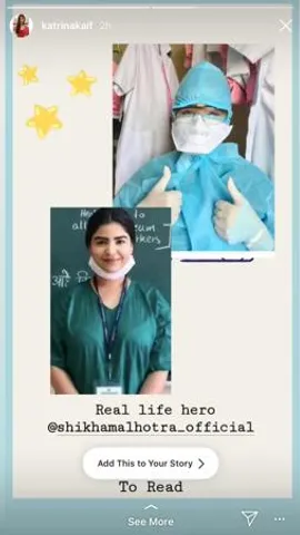 *कैटरीना कैफ़ ने कहा शिखा मल्होत्रा को रियल हीरो*