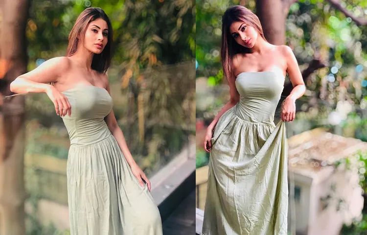 ऑफशोल्डर ड्रेस  पहन मौना रॉय ने करवाया फोटोशूट , शेयर की ग्लैमरस लुक की तस्वीरें