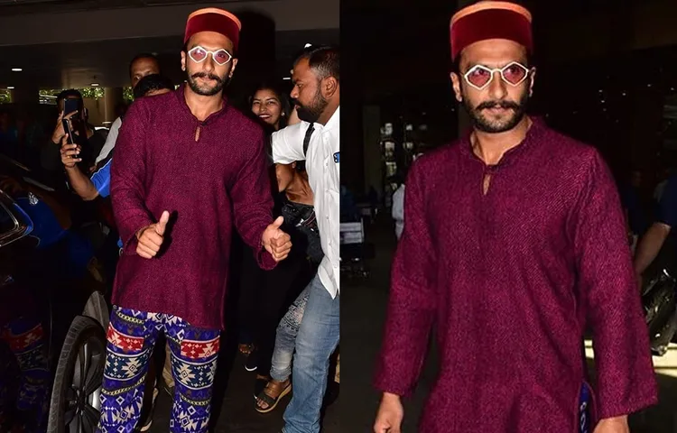 अपने यूनीक स्टाइल के साथ एयरपोर्ट पर स्पॉट हुए रणवीर सिंह, हिमाचली वेशभूषा में आए नजर