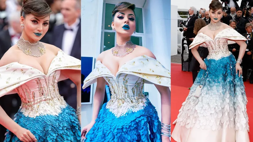 Cannes Film Festival 2023: Urvashi Rautela ने अपने ब्लू लिपस्टिक लुक से किया सबको हैरान