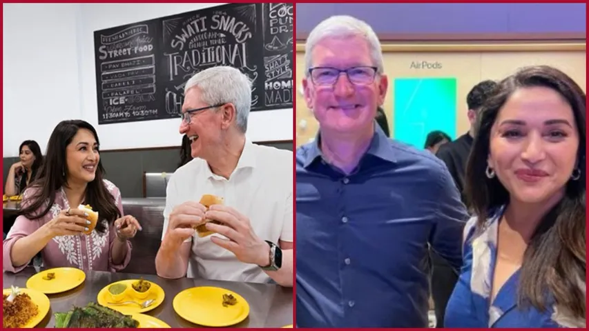 Madhuri Dixit के साथ बड़ा पाव खाकर मस्त हो गए एप्पल कम्पनी के CEO Tim Cook