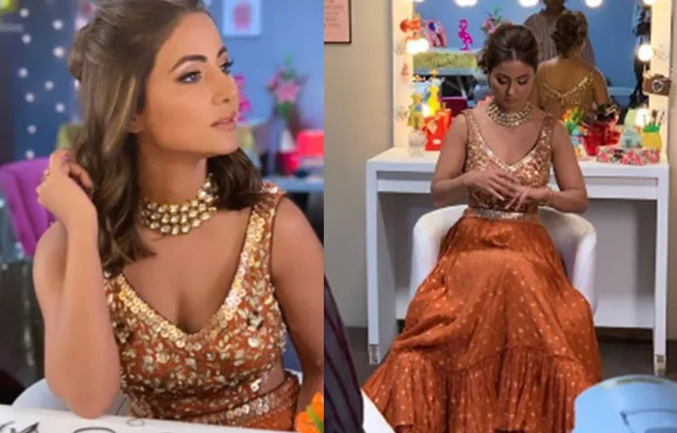 ऑरेंज लंहगा पहन बेहद खूबसूरत लग रही है हिना खान , शेयर की तस्वीरें