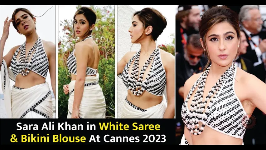  Sara Ali Khan looks gorgeous in white saree-style outfit at Cannes 2023