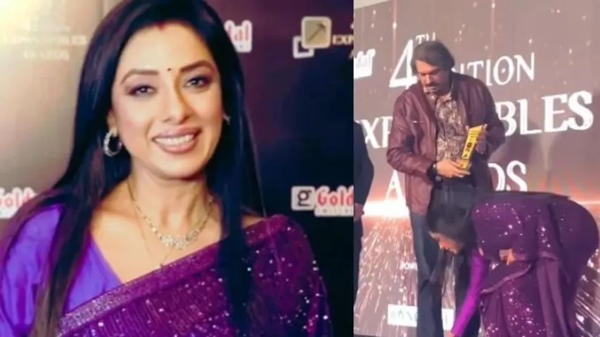 Rupali Ganguly touches veteran journalist Chaitanya Padukone's feet on meeting her at an event, fans say 'success hasn't changed her'