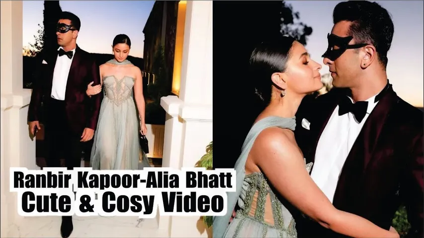 Ranbir Kapoor, Alia Bhatt Get Cute & Cosy In Masquerade party | Ranbir Kapoor-Alia Bhatt Cosy Video