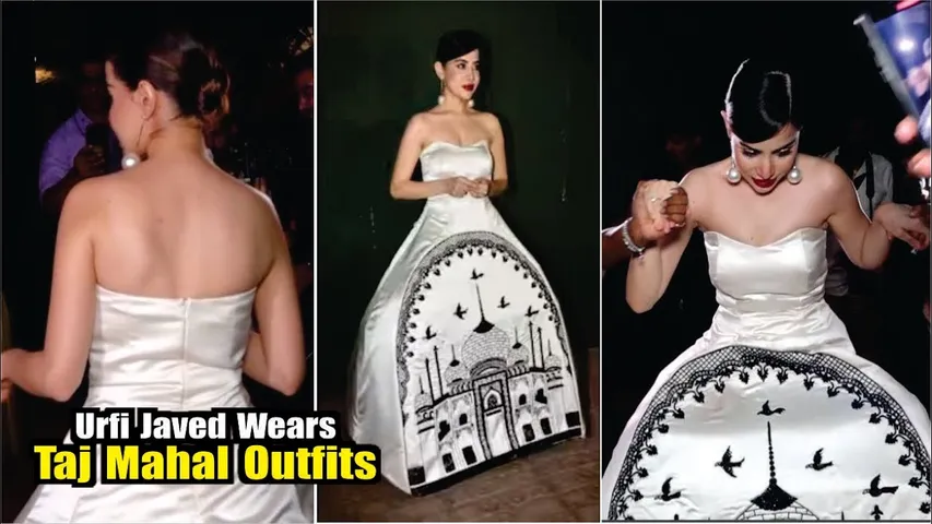 Wow Urfi Javed Wears a New Taj Mahal Outfits | Urfi Stuns in her new white gown with special design