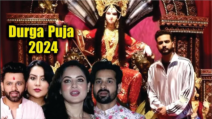 Elvish Yadav, Rahul Vaidya, Amruta At Puja Banerjee And Kunal Verma At Goregaon Durga Mahotsav 2024