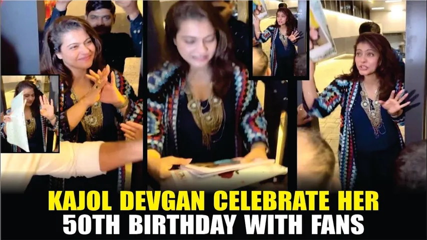 Kajol Celebrating Her 50th Birthday With Fans At Outside Of Her House