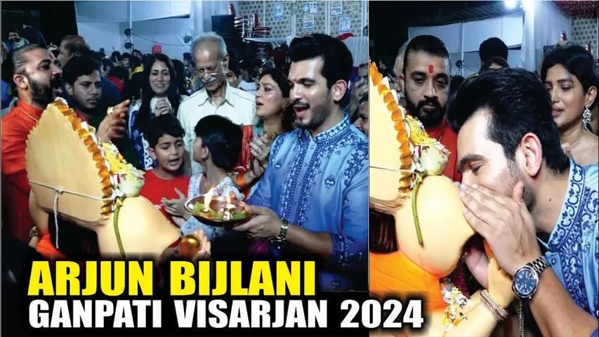 Arjun Bijlani Ganpati Visarjan 2024 | Arjun Bijlani With Wife Neha Ganpati Visarjan With Family
