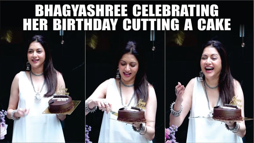 Bhagyashree Celebrating Her Birthday Cutting A Cake | Bhagyashree Cutting Birthday Cake With Media