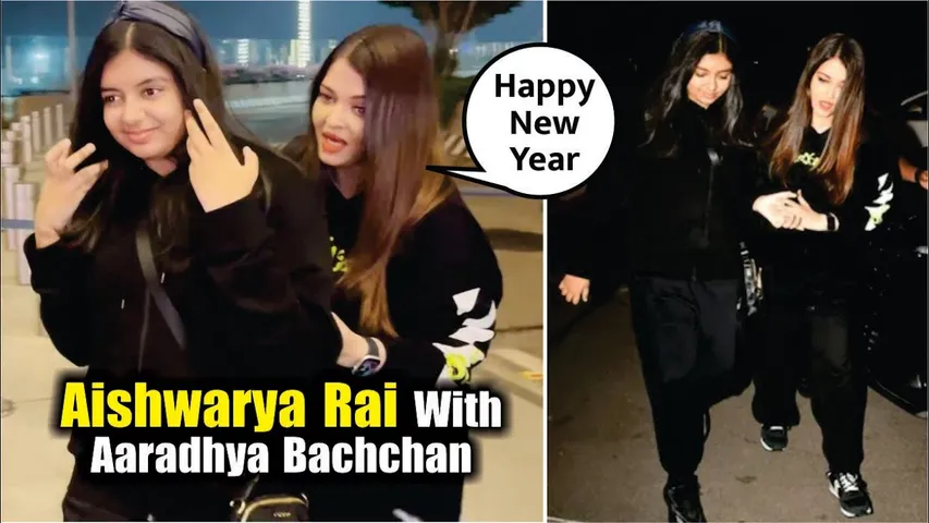 Aishwarya Rai Wishes Media 'HAPPY NEW YEAR' | Aishwarya Rai & Aaradhya Bachchan twin in Hoodies