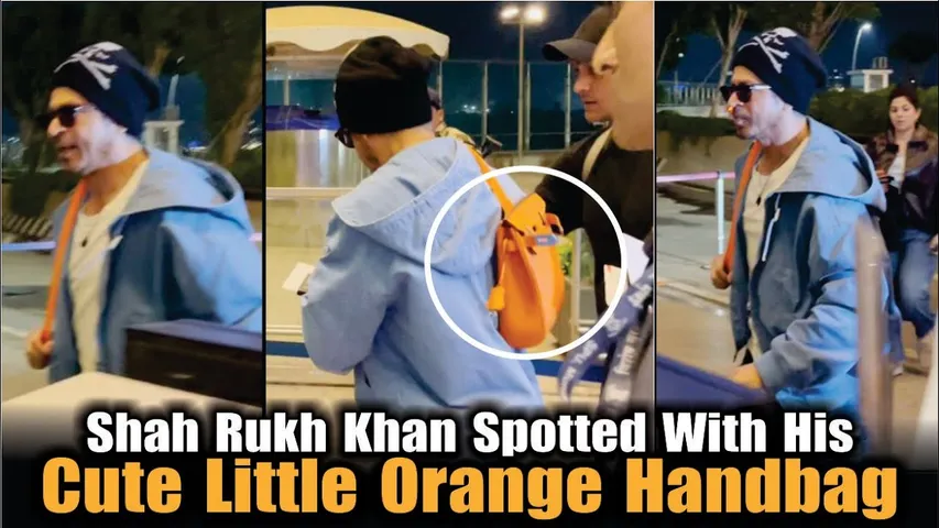 Shah Rukh Khan Spotted At The Airport With His Cute Little Orange Handbag | Shah Rukh Khan | King