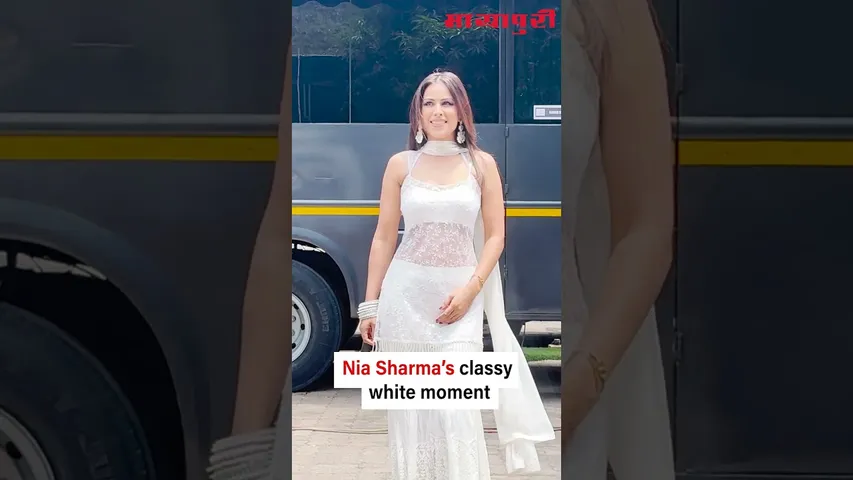Nia Sharma looked breathtaking in a stunning white outfit as she got spotted on the sets