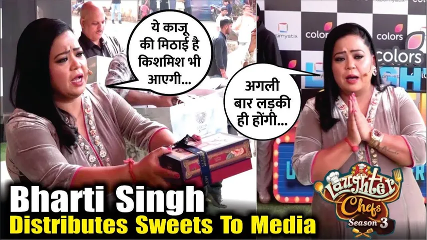 Bharti Singh Resumes Work 18 Days After Giving Birth, Distributes Sweets On Laughter Chefs Set