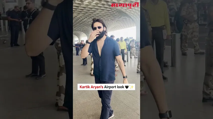 Kartik Aaryan spotted flaunting his rugged charm in a black shirt and beard look.