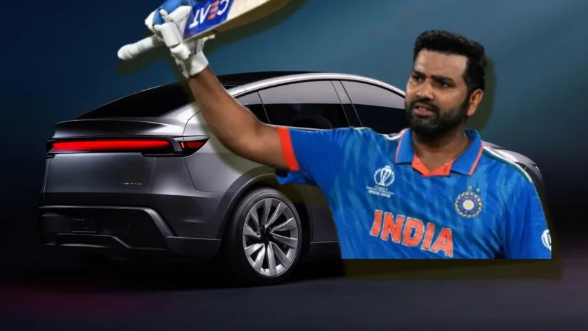 ROHIT_SHARMA_TESLA_CAR