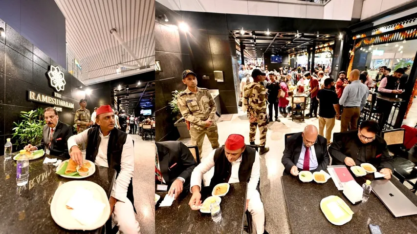 ex cm akhilesh yadav have dosa at Bangalore